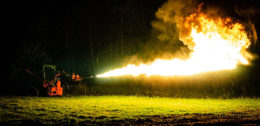 skid-steer-attachments-flamethrower different types of heavy machinery
