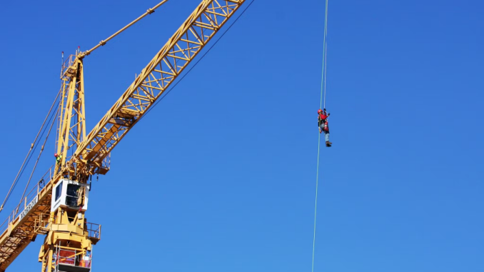 Tower Crane Evacuation and Self-Rescue Training is significant because tower crane operators may need to rely on their own skills during an emergency at height, where access is limited and response times can vary. It also addresses hazards, procedures, and planning considerations that are important when working on elevated crane structures. Photo Credit: Tech Safety Lines