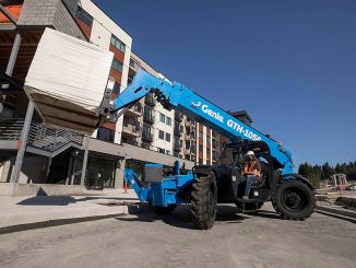 Rotating telehandlers use hydraulic stabilizers and a rotating boom to achieve precise load placement at extended heights. These machines are commonly used in construction, industrial maintenance, and specialized material handling projects. Photo Credit: Terex