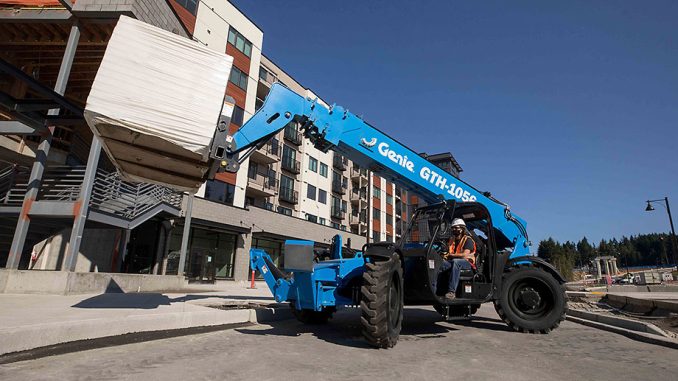 Rotating telehandlers use hydraulic stabilizers and a rotating boom to achieve precise load placement at extended heights. These machines are commonly used in construction, industrial maintenance, and specialized material handling projects. Photo Credit: Terex