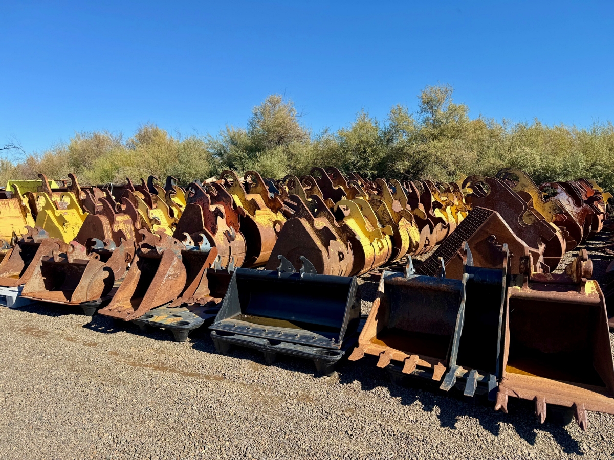 Many excavator and backhoe attachments are cross-compatible through adapter plates and coupler systems. This makes pre-owned tools valuable across multiple machines and brands within the same fleet. Photo Credit: Hunt Tractor Equipment & Parts, Inc.