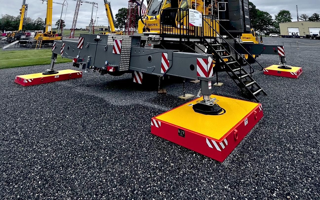 Fiber-reinforced polymer outrigger pads are manufactured to deliver consistent mechanical properties and predictable load distribution. This consistency supports safer lift planning across varied ground conditions. Photo Credit: DICA