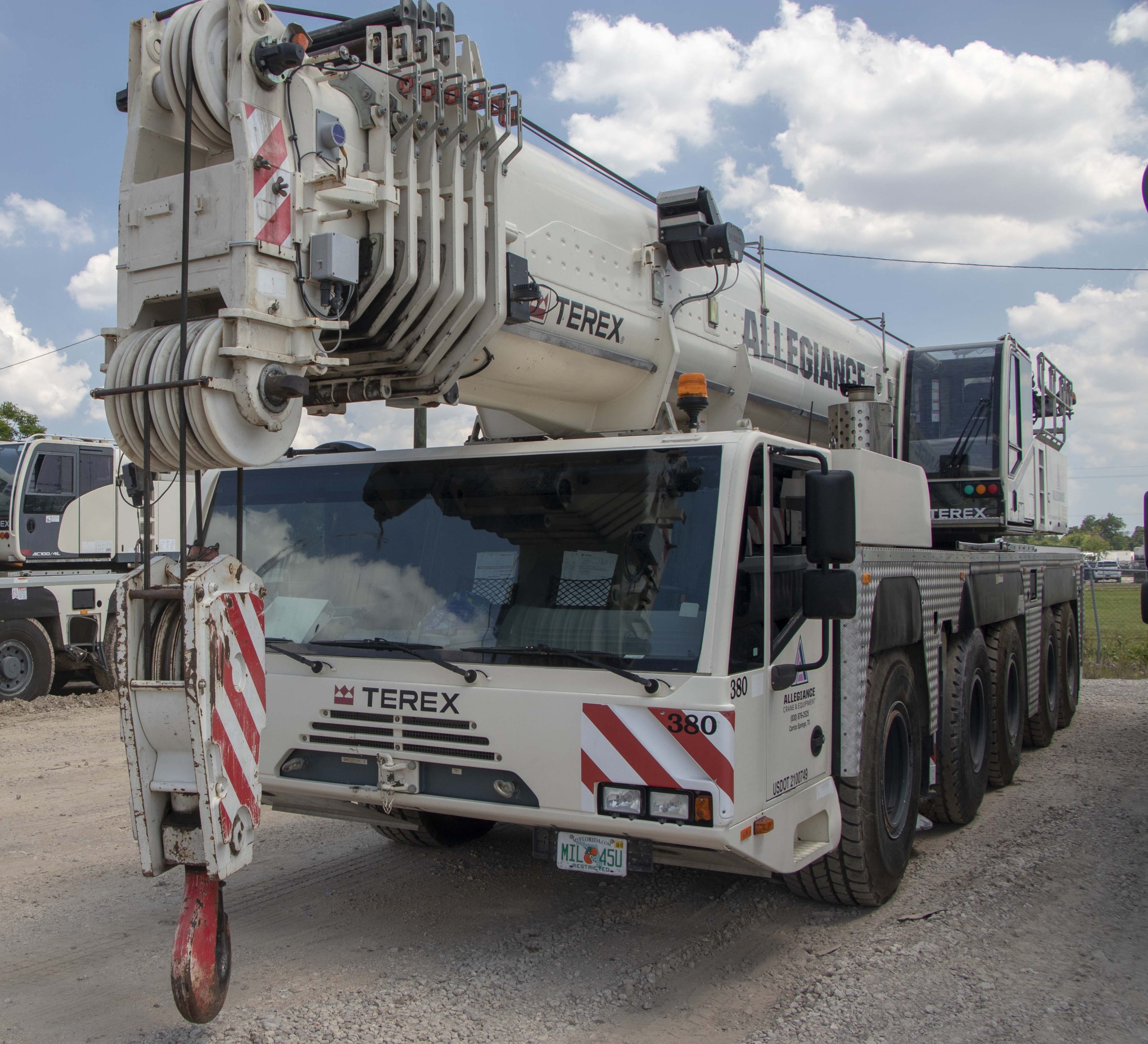 An all-terrain crane is built to travel on highways and operate on uneven job sites using a multi-axle carrier, advanced suspension, and full outrigger support.It combines high lifting capacity with fast mobilization, making it widely used for bridge construction, industrial plants, wind projects, and heavy civil work. Photo Credit: Allegiance Crane & Equipment