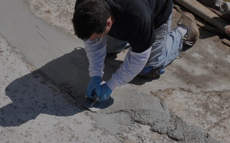 Surface preparation remains critical even when using fast-setting repair solutions. Poor substrate bonding is one of the most common causes of premature repair failure in high-traffic commercial environments. Photo Credit: Garon Products Inc.