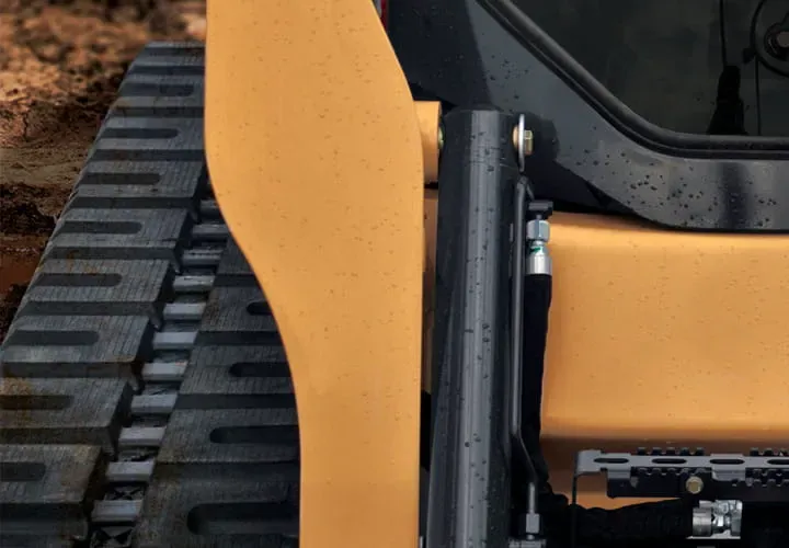 Rubber tracks offer greater stability by keeping continuous contact with the ground, which improves control during precise tasks like grading. This makes them especially useful when accuracy matters more than speed. Photo Credit: Trelleborg Tires