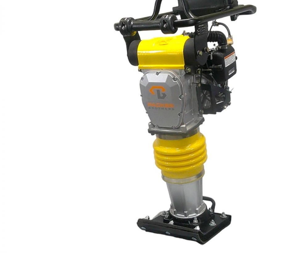 Packer Brothers jumping jack rammer with yellow bellows and tamping foot