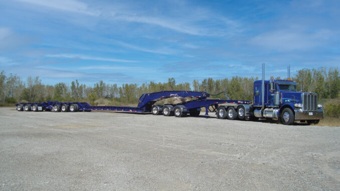 Multi-axle Nitro heavy-haul trailer on the road