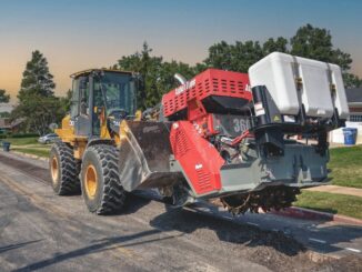 Road reclaim and milling equipment on a street job