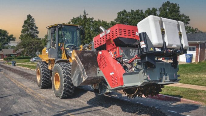 Road reclaim and milling equipment on a street job