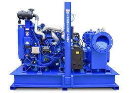 Thompson Pump trailer-mounted dewatering pumps staged on a construction jobsite