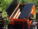 Lineup of asphalt hot box patch trailers for keeping hot mix workable
